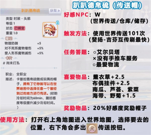 《仙境传说ro新启航》NPC好感度奖励一览1